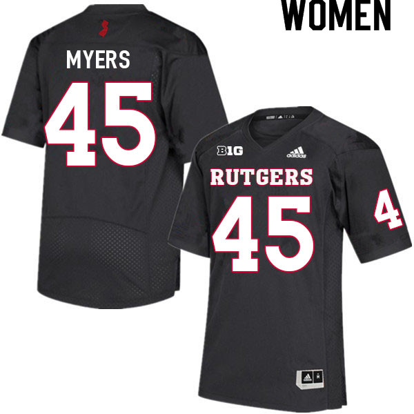 Women #45 Brandon Myers Rutgers Scarlet Knights College Football Jerseys Sale-Black - Click Image to Close